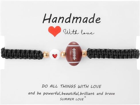 Azusa Sun Ball Charm Bracelet Heart Bead Adjustable Braided Bracelet Sport Theme Birthday Party Jewelry Gifts for Women Men Fan in Saudi Arabia