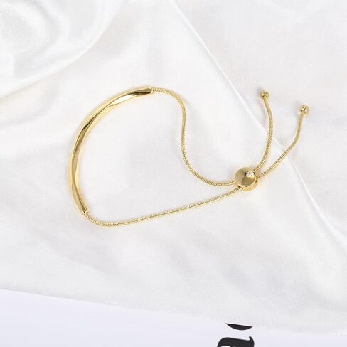 سوار منزلق عصري مطلي بالذهب عيار 18 قيراط، سوار قابل للتعديل وسلاسل تمديد منزلقة، اساور الصداقة للنساء والفتيات، هدايا مثالية للهالوين والكريسماس وعيد الشكر، معدن، خليط معدني in Kuwait