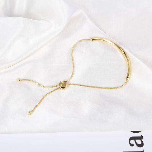 سوار منزلق عصري مطلي بالذهب عيار 18 قيراط، سوار قابل للتعديل وسلاسل تمديد منزلقة، اساور الصداقة للنساء والفتيات، هدايا مثالية للهالوين والكريسماس وعيد الشكر، معدن، خليط معدني in Kuwait