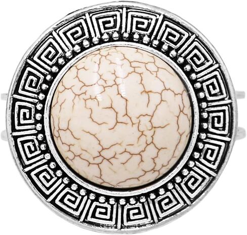 Rosemarie Collections Women's Western Style Large Natural Howlite Stone Hinged Statement Bangle Bracelet, 6.5" in Saudi Arabia