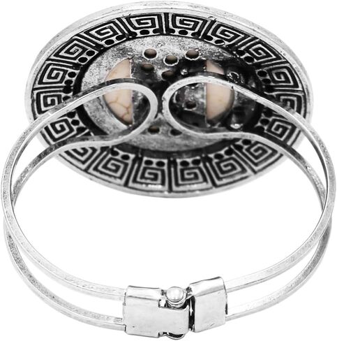 Rosemarie Collections Women's Western Style Large Natural Howlite Stone Hinged Statement Bangle Bracelet, 6.5" in Saudi Arabia