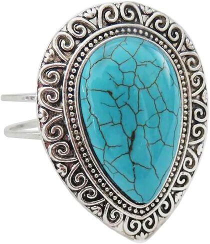 Rosemarie Collections Women's Western Style Large Natural Howlite Stone Hinged Statement Bangle Bracelet, 6.5" in Saudi Arabia