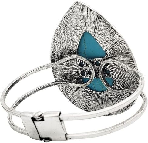 Rosemarie Collections Women's Western Style Large Natural Howlite Stone Hinged Statement Bangle Bracelet, 6.5" in Saudi Arabia
