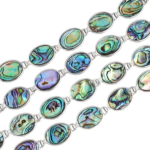 TUMBEELLUWA Natural Abalone Shell Bracelet for Unisex, Rainbow Sea Shell Bangle with Adjustable Link in Saudi Arabia