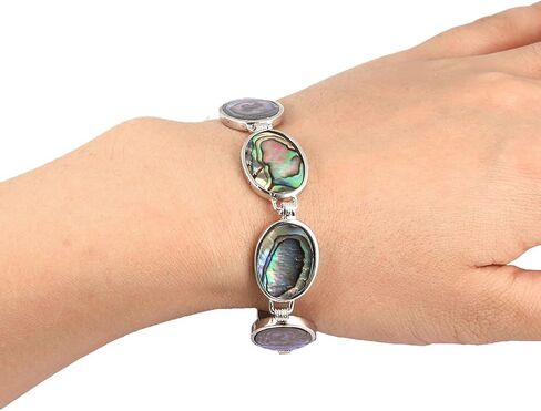 TUMBEELLUWA Natural Abalone Shell Bracelet for Unisex, Rainbow Sea Shell Bangle with Adjustable Link in Saudi Arabia