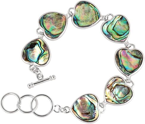 TUMBEELLUWA Natural Abalone Shell Bracelet for Unisex, Rainbow Sea Shell Bangle with Adjustable Link in Saudi Arabia