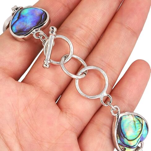 TUMBEELLUWA Natural Abalone Shell Bracelet for Unisex, Rainbow Sea Shell Bangle with Adjustable Link in Saudi Arabia