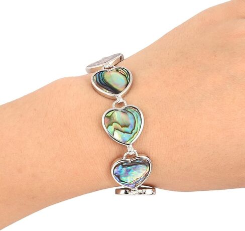 TUMBEELLUWA Natural Abalone Shell Bracelet for Unisex, Rainbow Sea Shell Bangle with Adjustable Link in Saudi Arabia