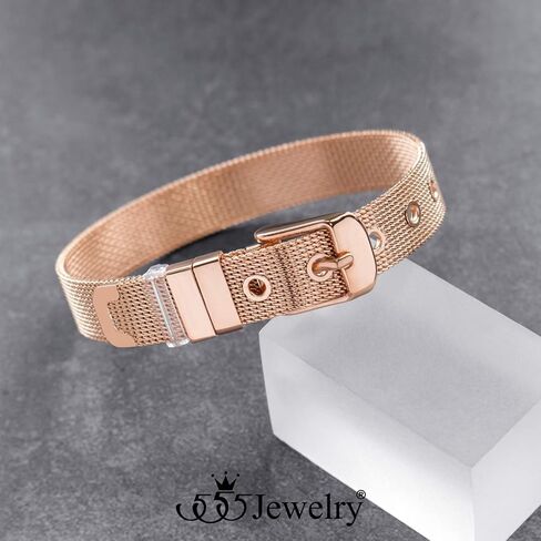 555Jewelry Stainless Steel Adjustable Belt Buckle Mesh Bangle Bracelet for Women in Saudi Arabia