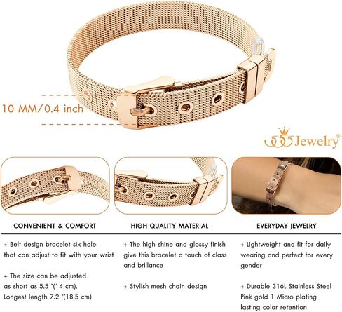555Jewelry Stainless Steel Adjustable Belt Buckle Mesh Bangle Bracelet for Women in Saudi Arabia