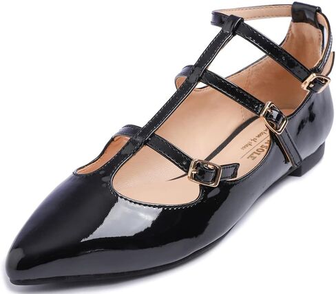 أحذية FEVERSOLE النسائية المدببة Mary Jane ذات الحزام الأنيق سهلة الارتداء in Kuwait