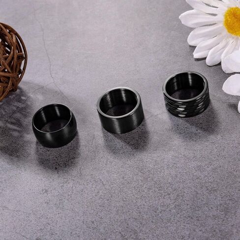 NICEIGHT 3PCS 12MM Stainless Steel Band Rings for Men Women Wide Chunky Rings Thumb Rings Matte Finish Plain Wedding Band Ring Hammered Comfort Fit Size 7-13 in Saudi Arabia