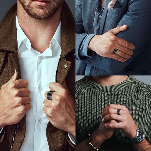 NICEIGHT 3PCS 12MM Stainless Steel Band Rings for Men Women Wide Chunky Rings Thumb Rings Matte Finish Plain Wedding Band Ring Hammered Comfort Fit Size 7-13 in Saudi Arabia