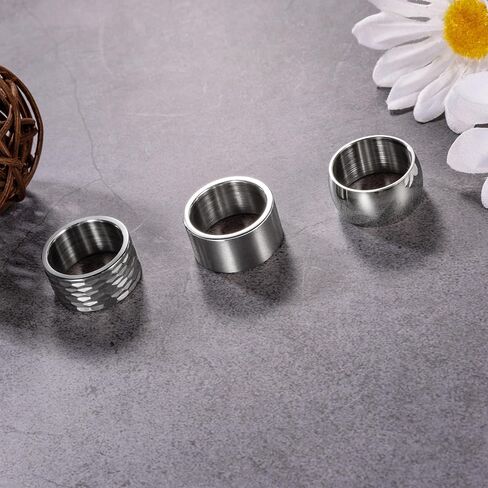 NICEIGHT 3PCS 12MM Stainless Steel Band Rings for Men Women Wide Chunky Rings Thumb Rings Matte Finish Plain Wedding Band Ring Hammered Comfort Fit Size 7-13 in Saudi Arabia