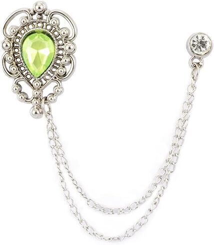A N KINGPiiN Silver Lime Green Stone Lapel Pin Badge Coat Suit Wedding Gift Party Shirt Collar Accessories Brooch for Men,A12, Metal, no gemstone in Kuwait