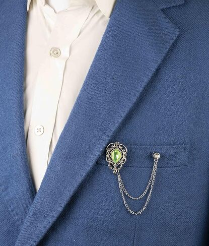 A N KINGPiiN Silver Lime Green Stone Lapel Pin Badge Coat Suit Wedding Gift Party Shirt Collar Accessories Brooch for Men,A12, Metal, no gemstone in Kuwait