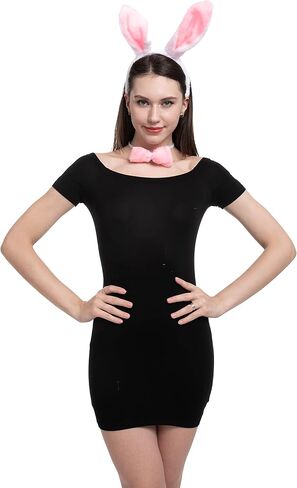 Spooktacular Creations 9 Pcs Bunny Accessories Include Rabbit Bunny Ears Headbands, Bow Ties and Tails (3 Sets) for Dress Up in Saudi Arabia