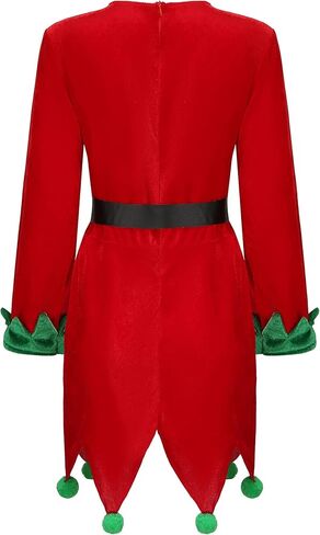 Miulruma النساء عيد الميلاد قزم زي للبالغين سانتا مساعد زي عيد الميلاد الزي مع قزم قبعة الأحذية حزام جوارب مخططة in Kuwait