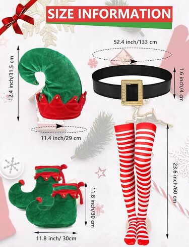 Miulruma النساء عيد الميلاد قزم زي للبالغين سانتا مساعد زي عيد الميلاد الزي مع قزم قبعة الأحذية حزام جوارب مخططة in Kuwait