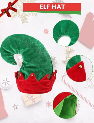 Miulruma النساء عيد الميلاد قزم زي للبالغين سانتا مساعد زي عيد الميلاد الزي مع قزم قبعة الأحذية حزام جوارب مخططة in Kuwait