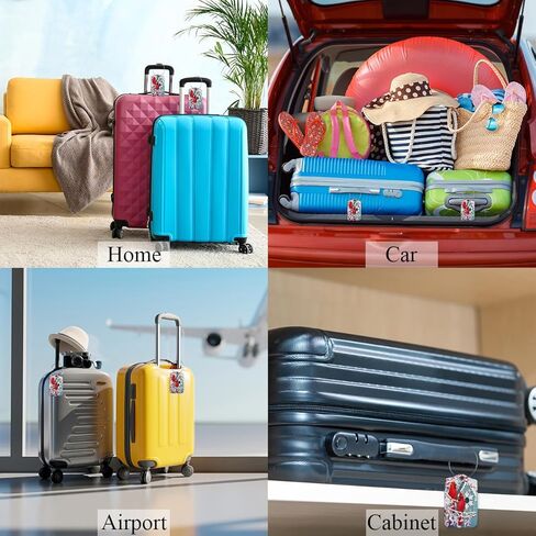 علامات الأمتعة EKOBLA Red Cardinal، طائران يجلسان على الفروع المغطاة بالثلوج، حقائب الأمتعة، علامة مع حلقة من الفولاذ المقاوم للصدأ، ملصق معرف الاسم، غطاء الخصوصية in Kuwait