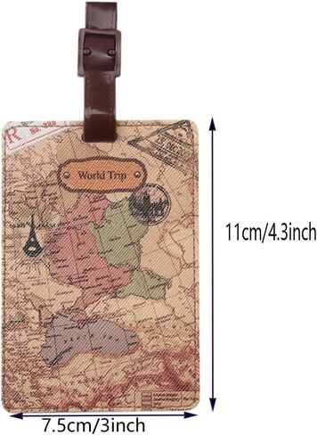 4Pcs World Map Luggage Tags,Artificial Leather Name Travel Baggage Labels ID Identifier Labels for Suitcase Travel Bag Accessories in Saudi Arabia
