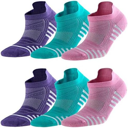 Women's Rayon Made From BAMBOO Thin Ankle Socks 6 Pairs Striped Breathable Absorbent Low Cut Athletic 7-10 Size in Saudi Arabia