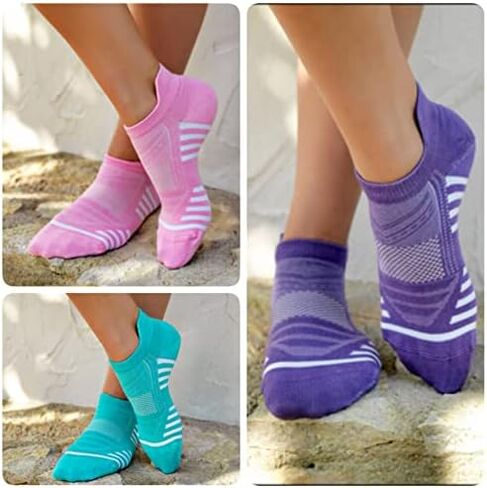 Women's Rayon Made From BAMBOO Thin Ankle Socks 6 Pairs Striped Breathable Absorbent Low Cut Athletic 7-10 Size in Saudi Arabia