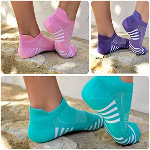 Women's Rayon Made From BAMBOO Thin Ankle Socks 6 Pairs Striped Breathable Absorbent Low Cut Athletic 7-10 Size in Saudi Arabia