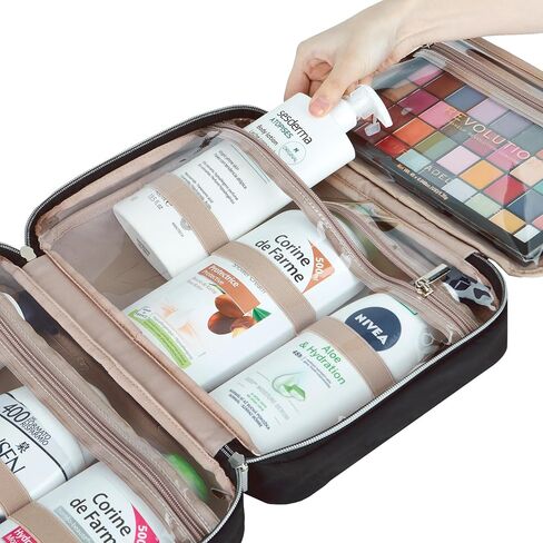 BELALIFE Large Hanging Travel Toiletry Bag for Women, Makeup Brush Holder with Hook, Toiletry Organizer Case for Toiletries Accessories, Black in Saudi Arabia