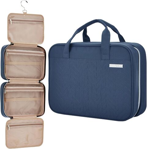 BELALIFE Large Hanging Travel Toiletry Bag for Women, Makeup Brush Holder with Hook, Toiletry Organizer Case for Toiletries Accessories, Black in Saudi Arabia