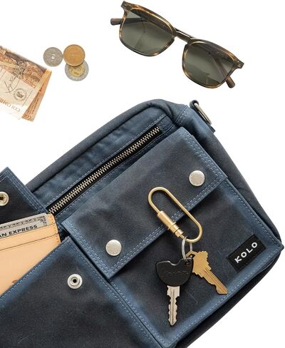 Kolo Chelsea Multi-Pocketed Shoulder Bag, Organic Wax Cotton Canvas, Large in Kuwait