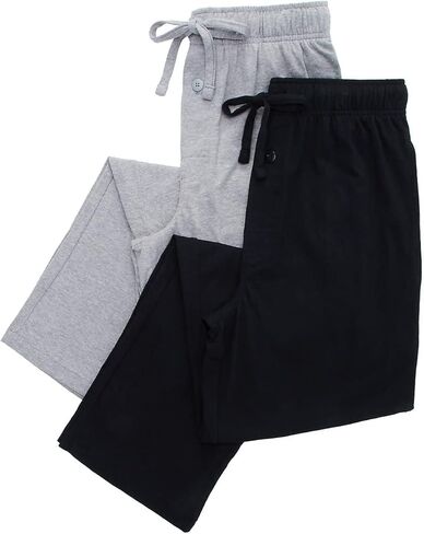 Fruit of the Loom Men's Extended Sizes Jersey Knit Sleep Pant (2-Pack), Black/Grey 5XL in Saudi Arabia