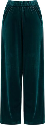 Velvet Pants for Women High Waist Loose Wide Leg Pants Casual Office Velour Long Trousers with Pockets in Saudi Arabia