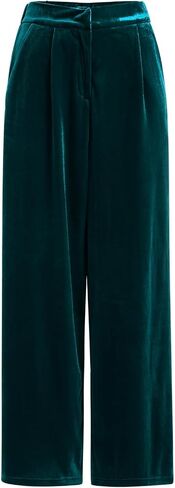 Velvet Pants for Women High Waist Loose Wide Leg Pants Casual Office Velour Long Trousers with Pockets in Saudi Arabia