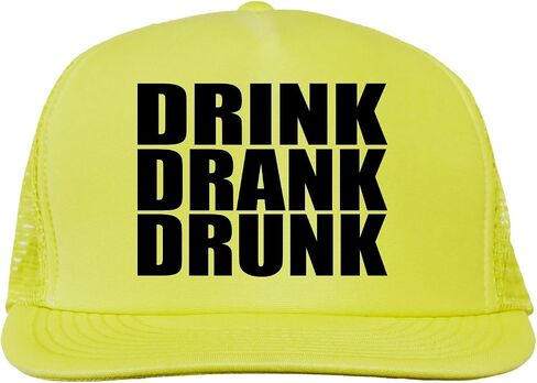 Drink, Drank, Drunk Bright neon Truckers mesh snap Back hat in 6 Bright Colors in Saudi Arabia
