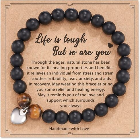 COLORFUL BLING Get Well Soon Gift-Natural Gemstones Beaded Bracelets Inspirational Relief Gifts Heart Pendant for Women Men Teen Girls in Kuwait