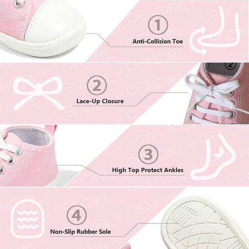 CENCIRILY Baby Boys Girls Canvas Sneakers Newborn High Top Ankle Shoes Toddler Oxford Casual Walking Shoes in Saudi Arabia