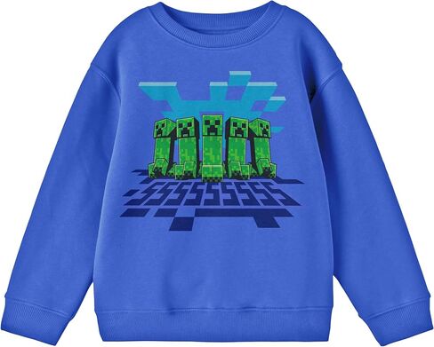 Minecraft Creepers Walking with Clouds and Shadows Youth Boys Royal Blue Long-Sleeve Tee in Saudi Arabia