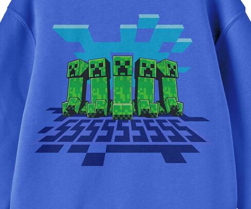 Minecraft Creepers Walking with Clouds and Shadows Youth Boys Royal Blue Long-Sleeve Tee in Saudi Arabia