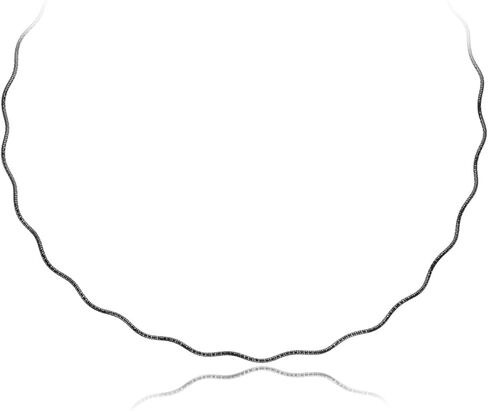 Bling For Your Buck Black Rhodium Flashed Sterling Silver 1.5mm Italian Wavy Spring Omega Necklace, 16" - 20" in Saudi Arabia