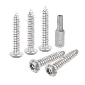 uxcell M4 x 20mm Button Head Torx Security Sheet Metal Screws, 10pcs 304 Stainless Steel Tamper Resistant Self Tapping Screws, Anti-Theft Wood Screws with T20 Bit (Silver)