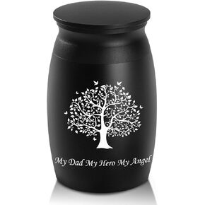 Urns for Brother Ashes, 2.8“ High Small Funeral Cremation Urns, Handcrafted Black Memorial Keepsake Urn, Engraved My Brother My Friend & Tree of Life Decorative Urn for Sharing