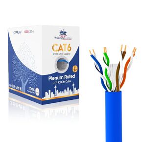 Cat6 Plenum Cable 1000ft | 550MHz, 23AWG, 4Pair UTP 1 GB | 100% Solid Copper Cat6 Cable | Fluke Test Passed | Premium CAT 6 Ethernet Cables (White)