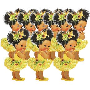 Sunflower Princess Cutouts First Birthday Baby Shower Party Decoration Table Wall Cupcake Decor (10 inches(6pcs))