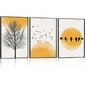EbonCanvas Framed Abstract Wall Art Decorative Paintings, Modern Nordic Minimalist Style Space Decor - Style A, 12"x16"x3 Panels