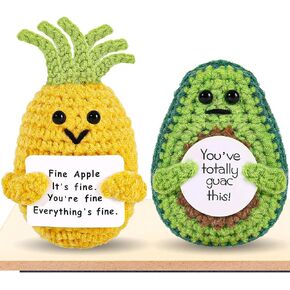PinCute 2PCS Emotional Support Pickle Potato with Bow Gifts for Friend - Cute Funny Positive Potato Crochet Doll Home Desk Decor - Gift for Women Wife Sister Birthday Valentines Christmas Anniversary