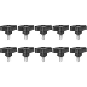 HARFINGTON 10pcs Wing Knobs M8 x 12mm Male Thread Plastic Tee Stud Knobs T Threaded Handles Hand Clamping Tightening Thumb Screws Thumbscrew, Black