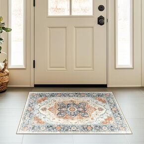 2x3 Area Rug Machine Washable 2x3 Rug Low Pile Entryway Rug Carpet No Shedding Area Rugs for Living Room Bedroom Dining Room Kitchen Indoor-Blue White