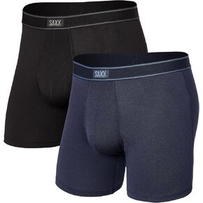 SAXX Men's Underwear - Daytripper Boxer Briefs with Built-in Pouch Support – Underwear for men, Pack of 2, Black/City Blue Heather, XX-Large